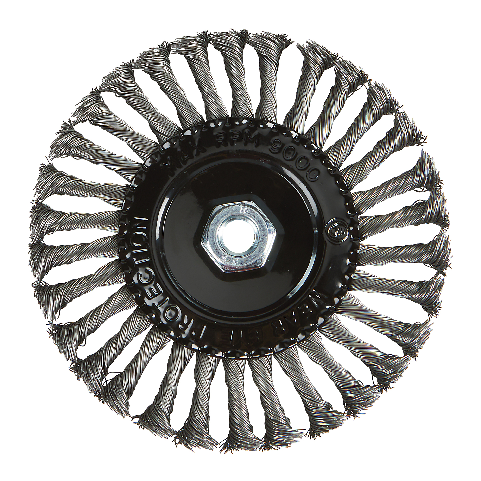 Klutch Industrial Wire Wheel, 7in. X 5/8in.-11, Twisted Steel, 9000 RPM